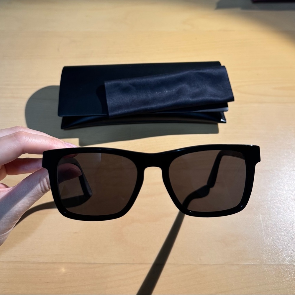 Saint Laurent Black Square Frame Sunglasses with Gold Logo - Picture 10 of 16